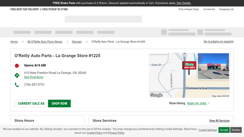 O'Reilly Auto Parts Store #1225 advance auto parts lagrange georgia