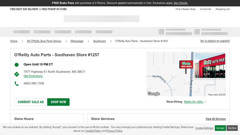 O'Reilly Auto Parts Store #1257 advance auto parts southaven ms