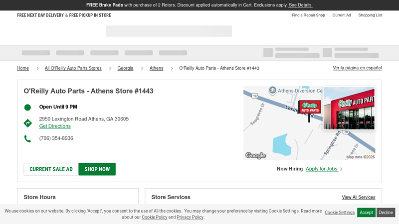 O'Reilly Auto Parts Store #1443 auto parts athens ga