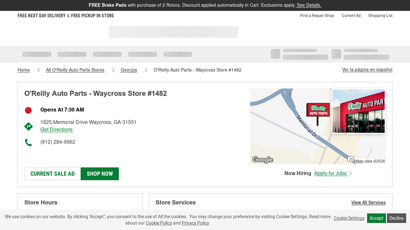 O'Reilly Auto Parts Store #1482 advance auto parts waycross ga