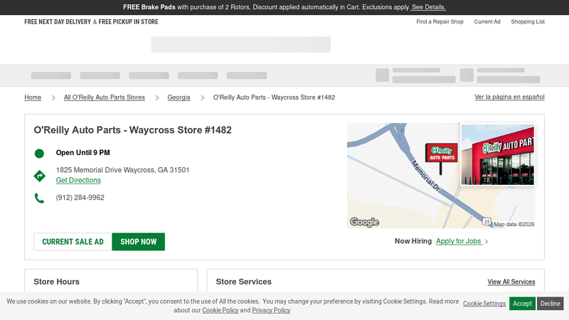 O'Reilly Auto Parts Store #1482 advance auto parts waycross georgia