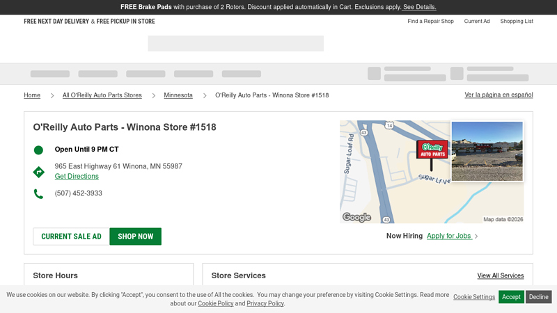 O'Reilly Auto Parts Store #1518 auto parts winona mn