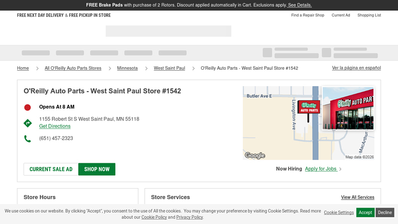O'Reilly Auto Parts Store #1542 auto parts store st paul