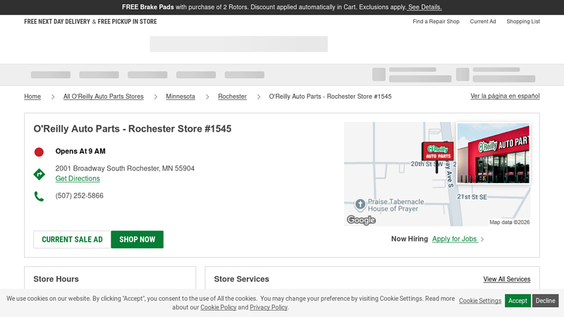 O'Reilly Auto Parts Store #1545 auto parts rochester mn