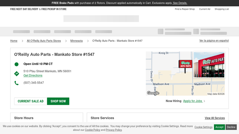 O'Reilly Auto Parts Store #1547 auto parts mankato mn