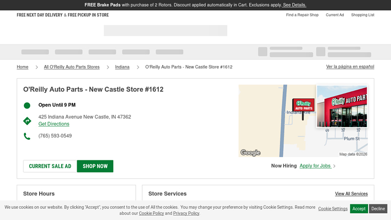 O'Reilly Auto Parts Store #1612 new castle auto parts