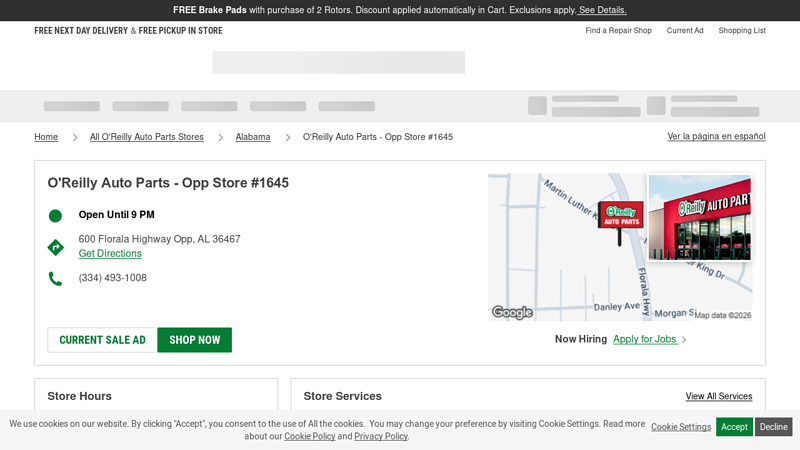 O'Reilly Auto Parts Store #1645 advance auto parts opp alabama