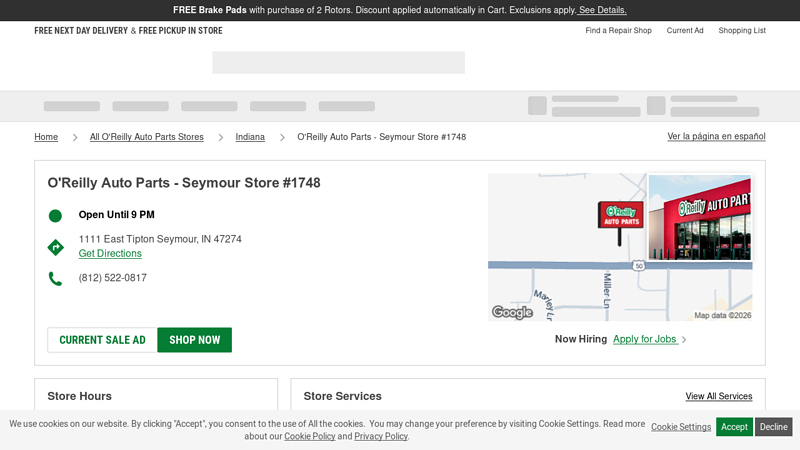 O'Reilly Auto Parts Store #1748 seymour auto parts