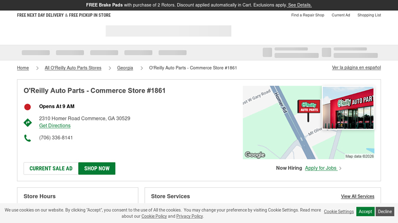 O'Reilly Auto Parts Store #1861 auto parts commerce ga