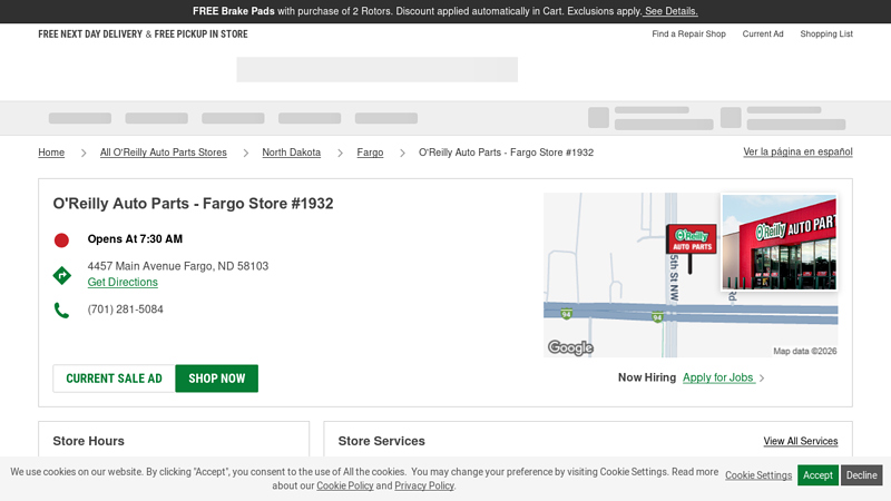 O'Reilly Auto Parts Store #1932 auto parts fargo