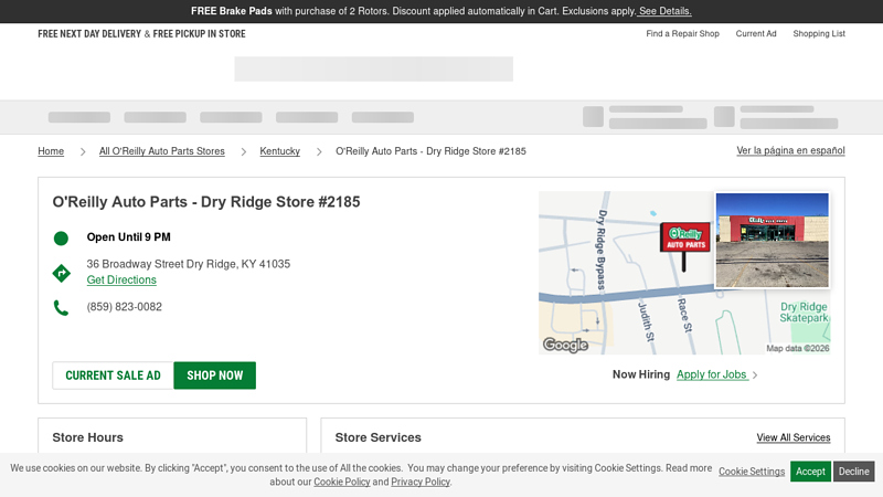 O'Reilly Auto Parts Store #2185 dry ridge auto parts dry ridge ky