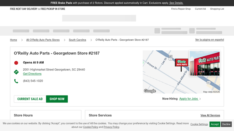 O'Reilly Auto Parts Store #2187 advance auto parts georgetown south carolina