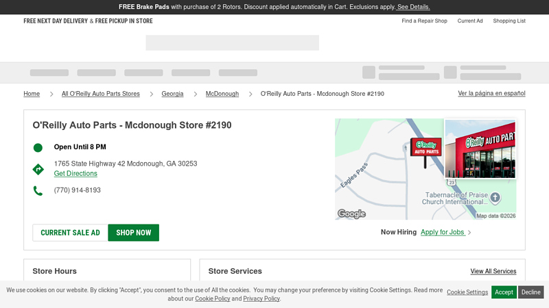 O'Reilly Auto Parts Store #2190 mcdonough auto parts