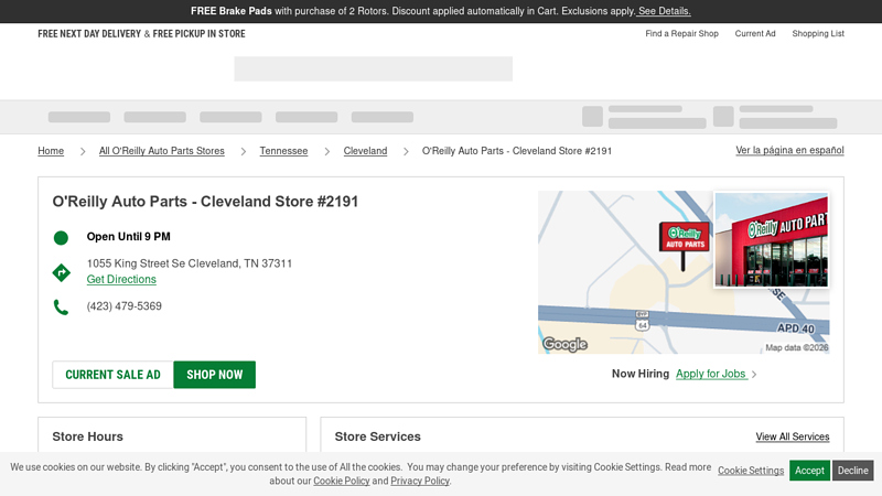 O'Reilly Auto Parts Store #2191 auto parts cleveland tn