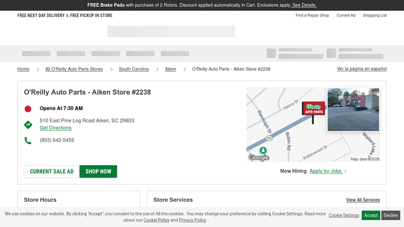 O'Reilly Auto Parts Store #2238 advance auto parts in aiken south carolina