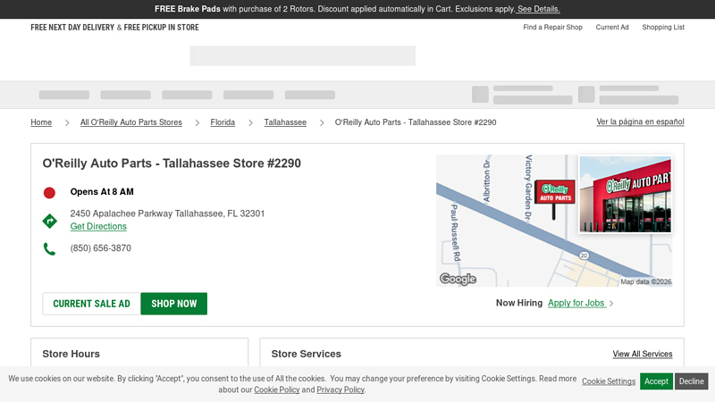 O'Reilly Auto Parts Store #2290 auto parts store tallahassee