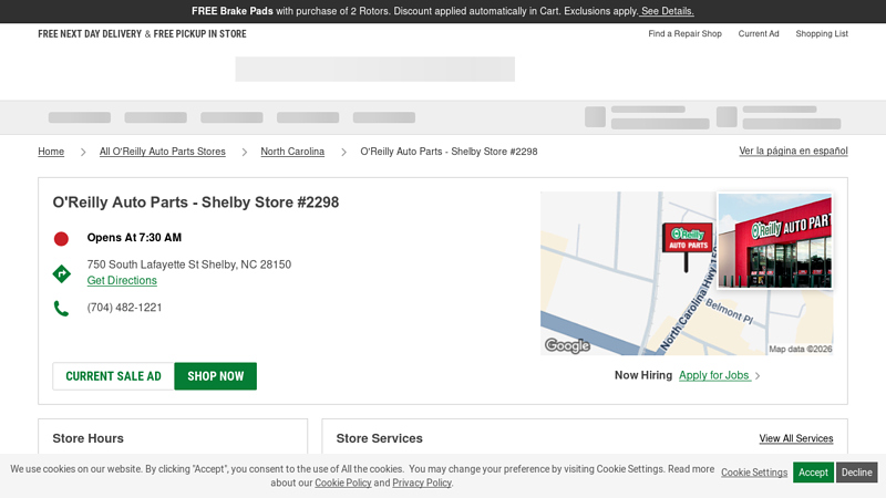 O'Reilly Auto Parts Store #2298 shelby auto parts shelby nc