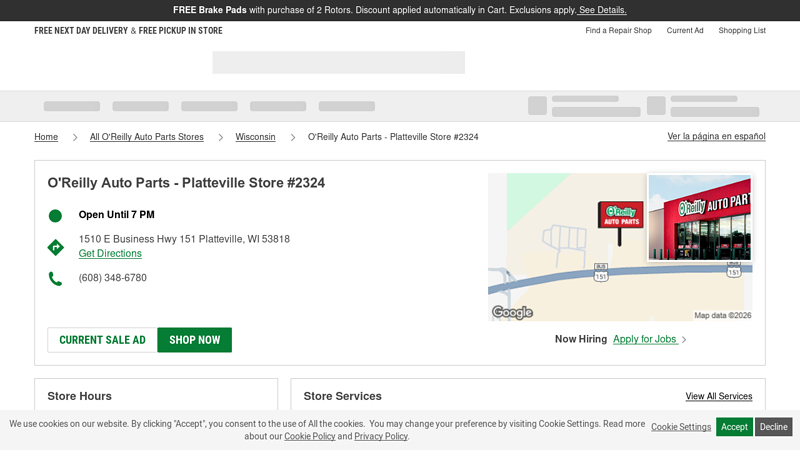 O'Reilly Auto Parts Store #2324 o'reilly auto parts platteville wisconsin