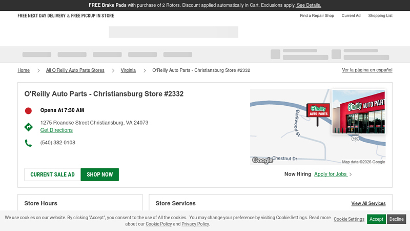 O'Reilly Auto Parts Store #2332 advance auto parts in christiansburg virginia