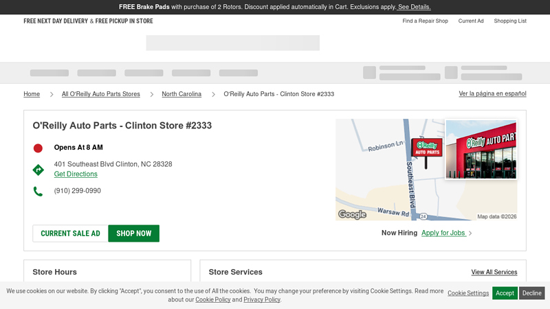 O'Reilly Auto Parts Store #2333 advance auto parts clinton north carolina