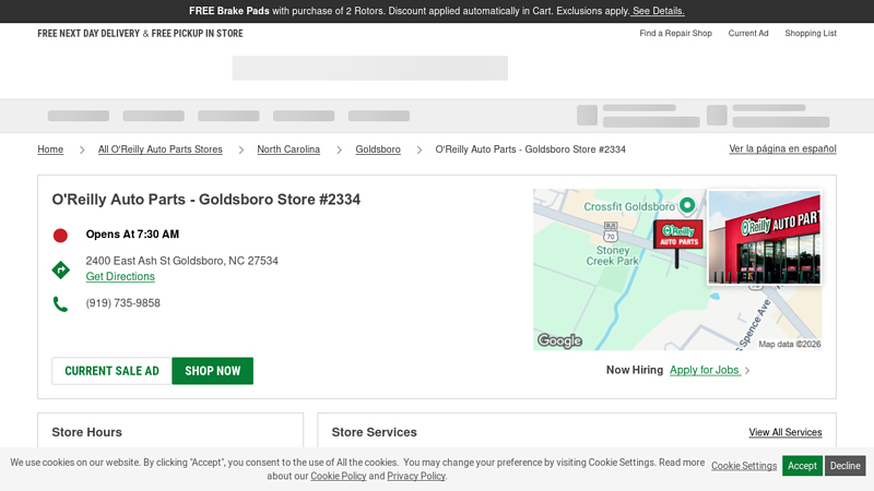 O'Reilly Auto Parts Store #2334 advance auto parts goldsboro nc