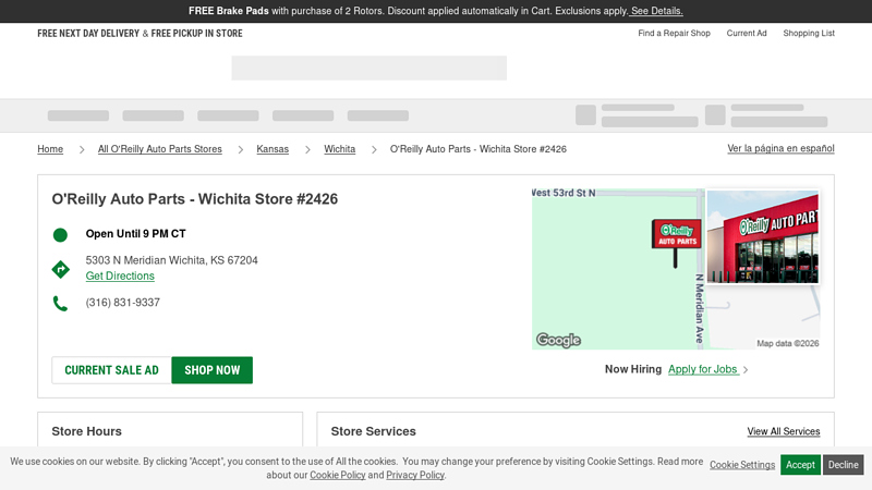 O'Reilly Auto Parts Store #2426 auto parts store wichita ks