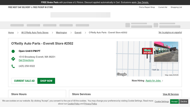O'Reilly Auto Parts Store #2502 auto parts everett wa