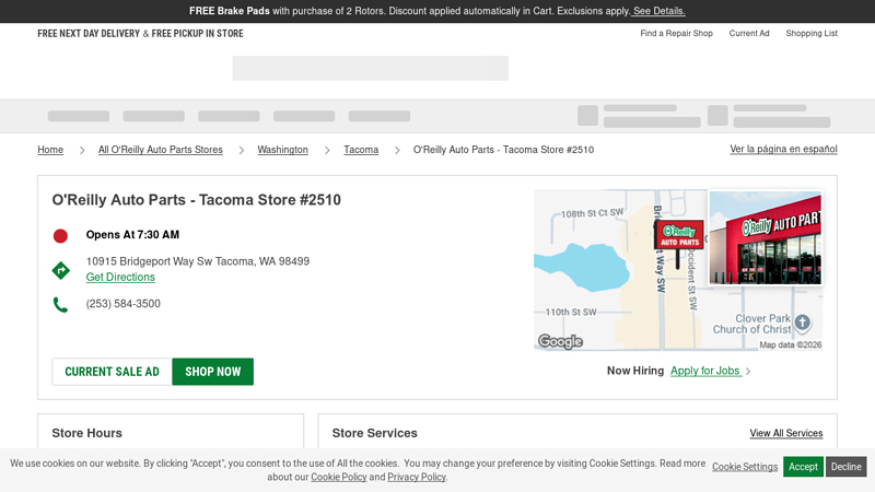 O'Reilly Auto Parts Store #2510 auto parts tacoma wa