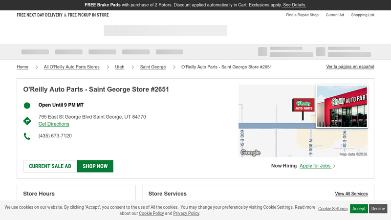 O'Reilly Auto Parts Store #2651 auto parts st george