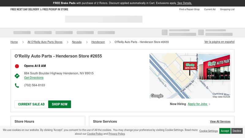 O'Reilly Auto Parts Store #2655 auto parts henderson nv