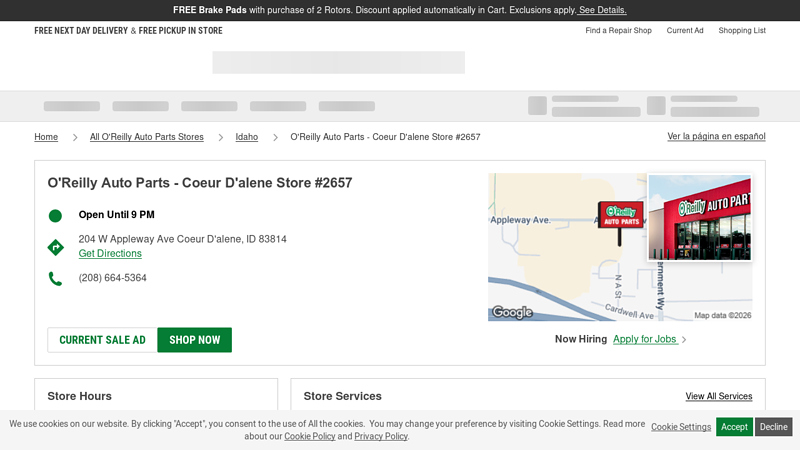 O'Reilly Auto Parts Store #2657 auto parts cda