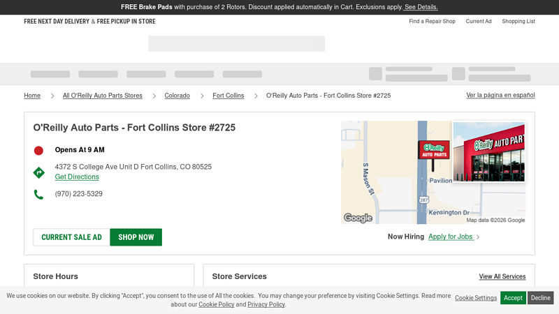 O'Reilly Auto Parts Store #2725 auto parts fort collins co