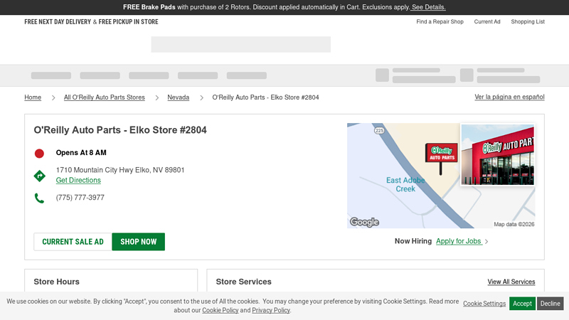 O'Reilly Auto Parts Store #2804 auto parts elko nv