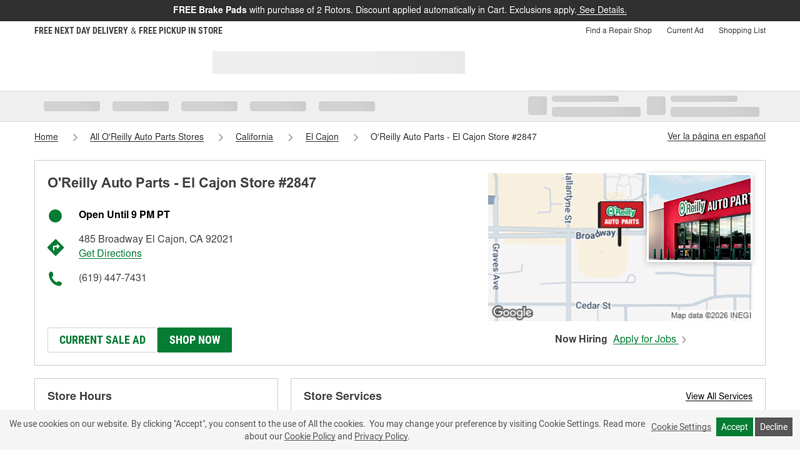 O'Reilly Auto Parts Store #2847 auto parts el cajon