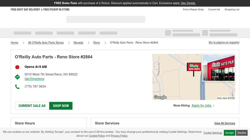 O'Reilly Auto Parts Store #2864 auto parts reno nv