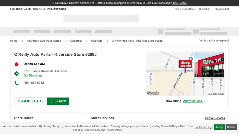 O'Reilly Auto Parts Store #2885 auto parts in riverside ca