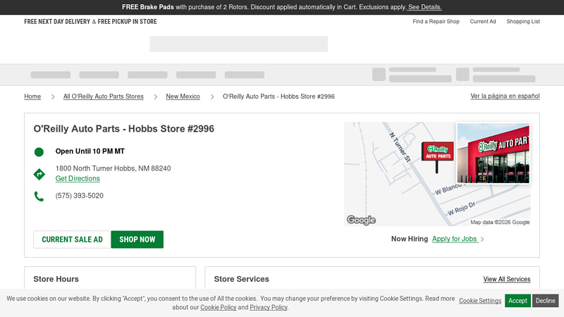 O'Reilly Auto Parts Store #2996 advance auto parts hobbs nm