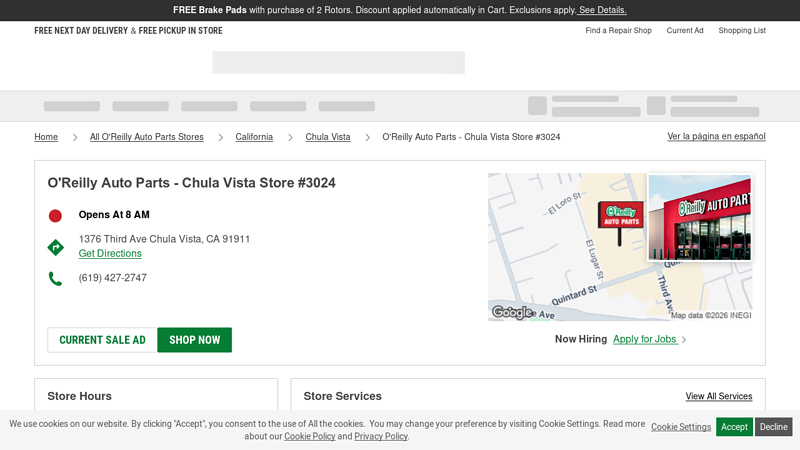 O'Reilly Auto Parts Store #3024 advance auto parts chula vista