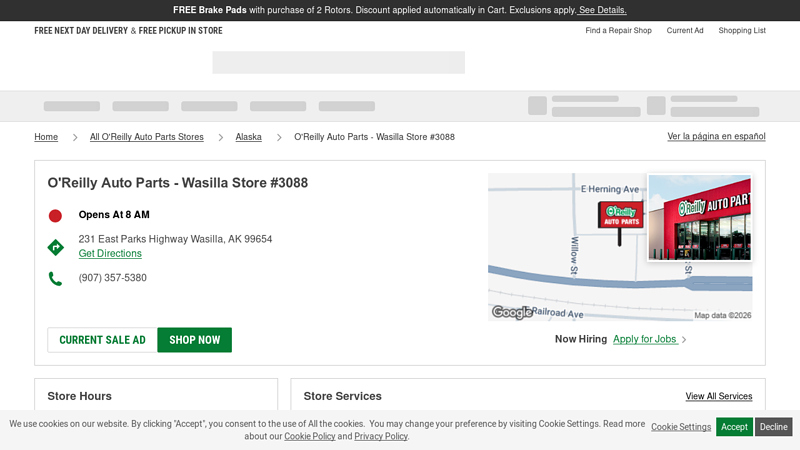 O'Reilly Auto Parts Store #3088 car parts wasilla