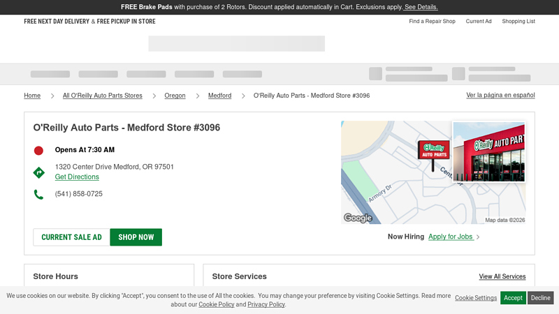 O'Reilly Auto Parts Store #3096 auto parts ashland oregon