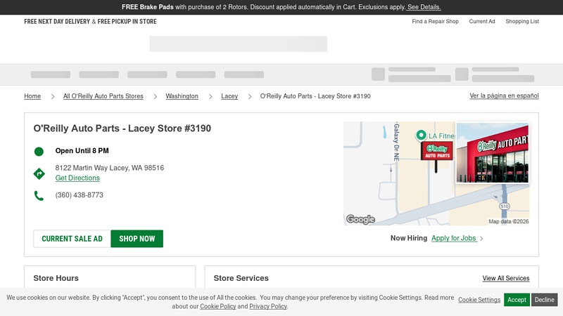 O'Reilly Auto Parts Store #3190 lacey auto parts