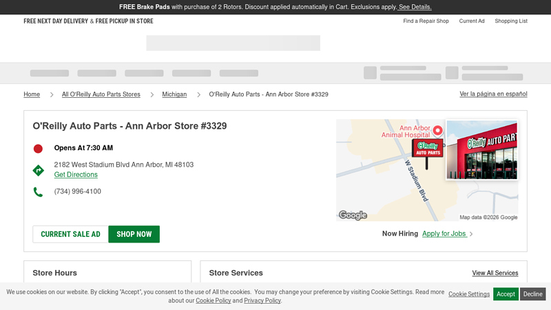 O'Reilly Auto Parts Store #3329 auto parts stores in the area