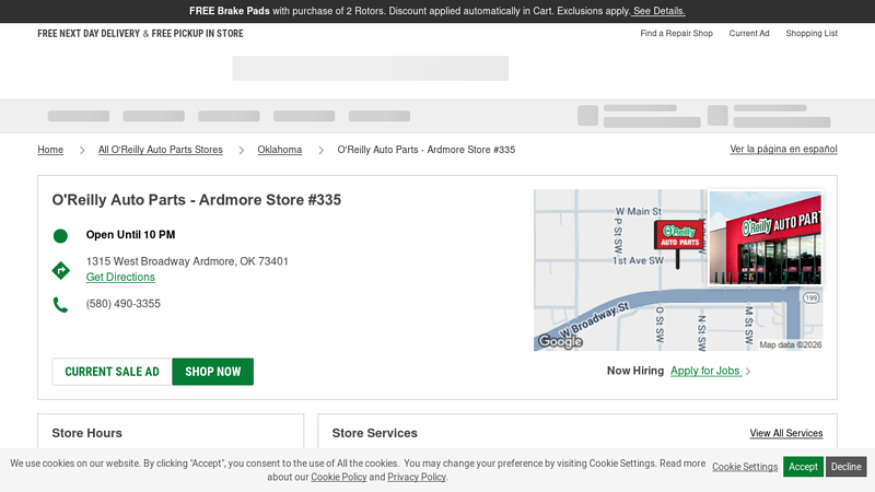 O'Reilly Auto Parts Store #335 o'reilly auto parts ardmore ok