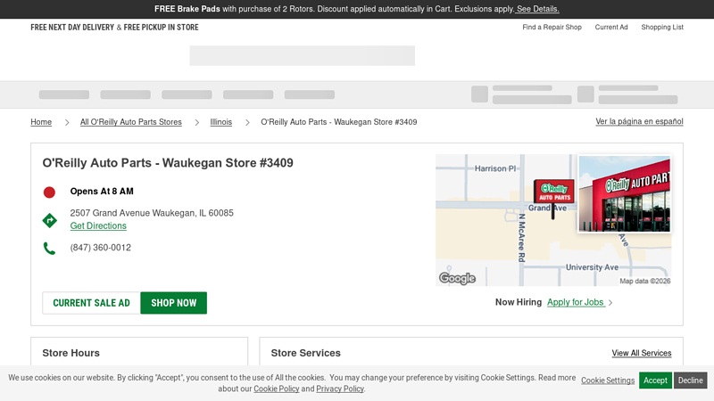 O'Reilly Auto Parts Store #3409 advance auto parts waukegan