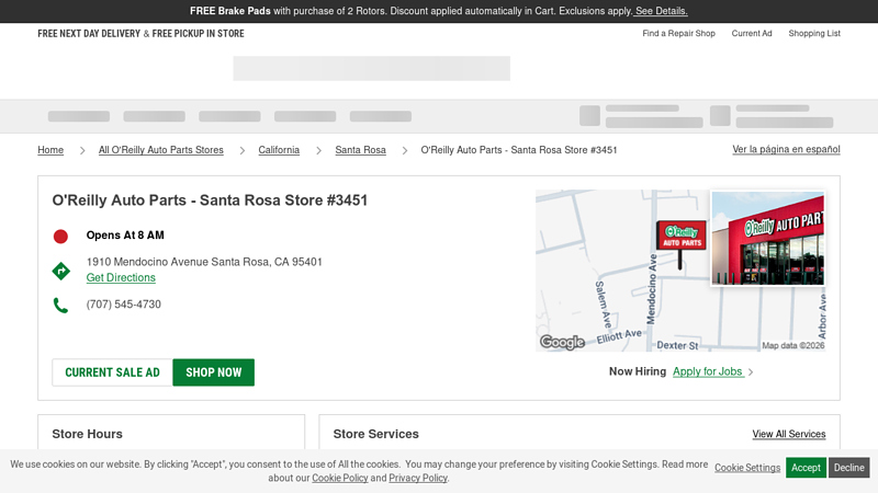 O'Reilly Auto Parts Store #3451 car parts santa rosa