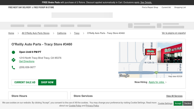O'Reilly Auto Parts Store #3460 tracy auto parts