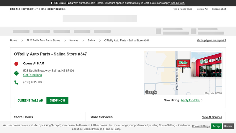 O'Reilly Auto Parts Store #347 advance auto parts salina kansas