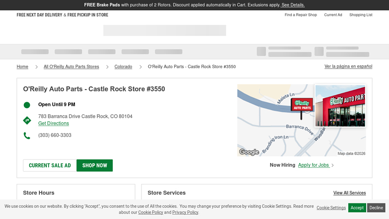 O'Reilly Auto Parts Store #3550 auto parts castle rock