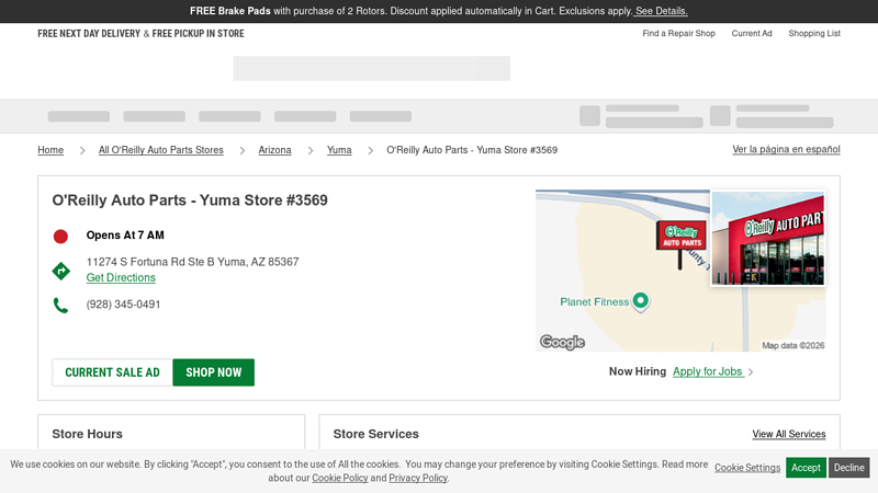 O'Reilly Auto Parts Store #3569 car parts yuma az