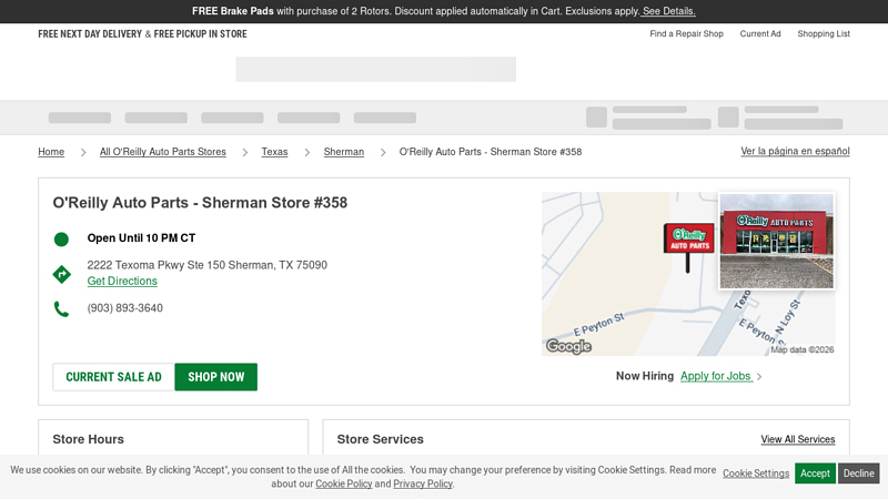 O'Reilly Auto Parts Store #358 o'reilly auto parts sherman